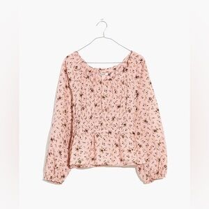 Madewell Sophia Top in Bouquet Floral Pink Wisteria Dove, Size XXL